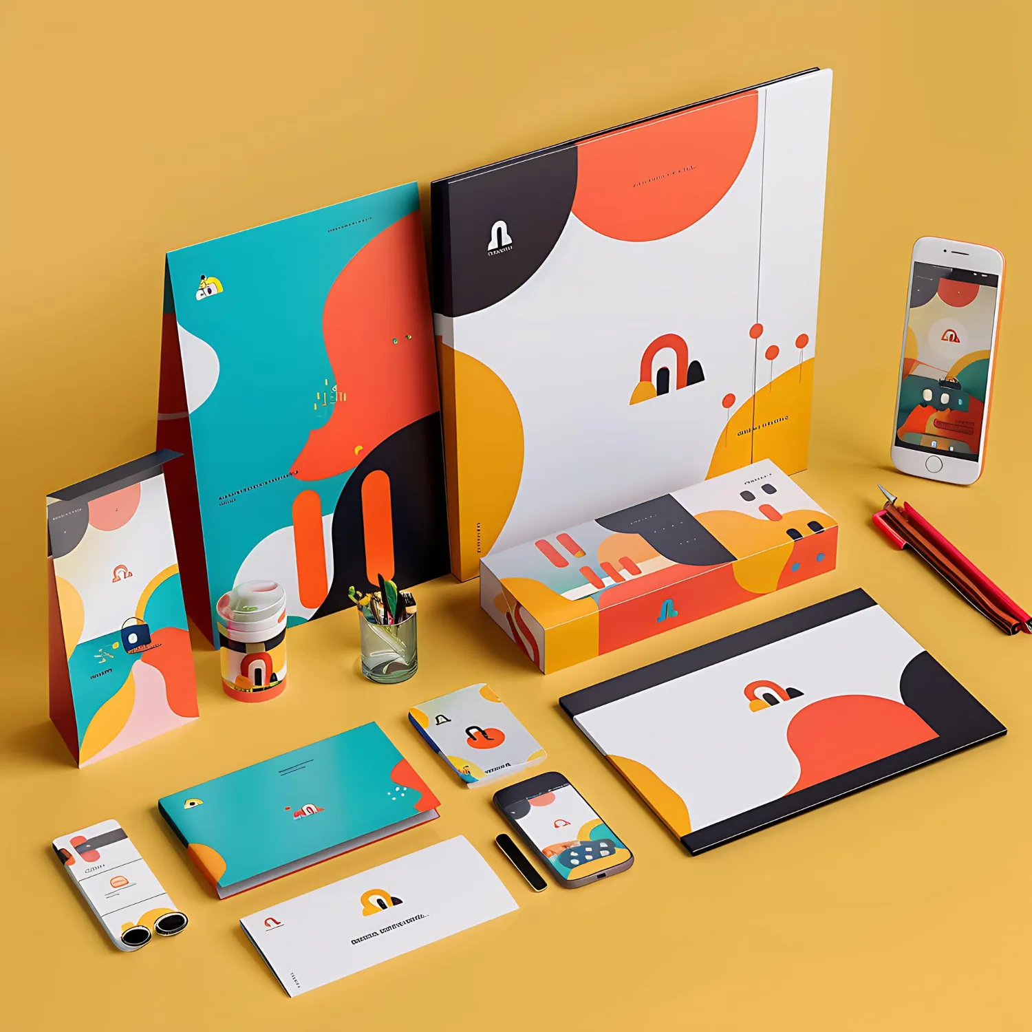 Aplicación de identidad visual en materiales corporativos